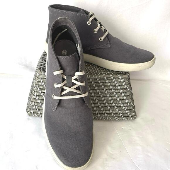 Timberland Men's Tencel Refibra Shoes Canvas Leather Gray Chucka Boots  Size 11 - Picture 1 of 9